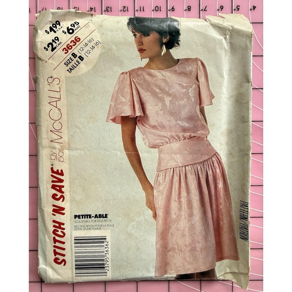 McCall's Stitch 'N Save Pattern 3636 Misses' Top & Skirt Size 12-16 Uncut FF